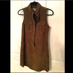 Banana Republic Suede Sleeveless Mini Dress in Brown